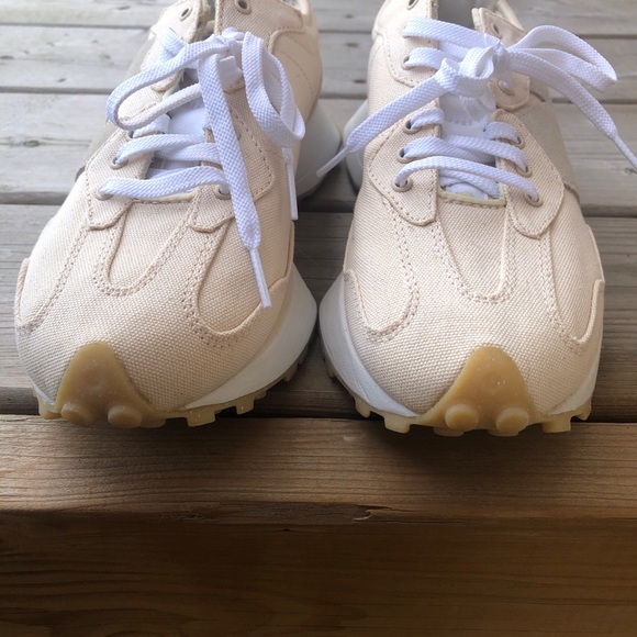 Women's 7.5 New Balance 327 Cream Tan Neutral Runners Running Shoes Sneakers - Picture 6 of 11